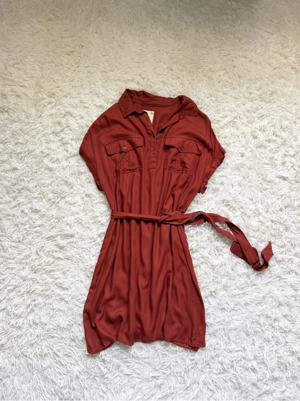 SO Rust Red Mini Shirt Dress - Picture 5 of 5